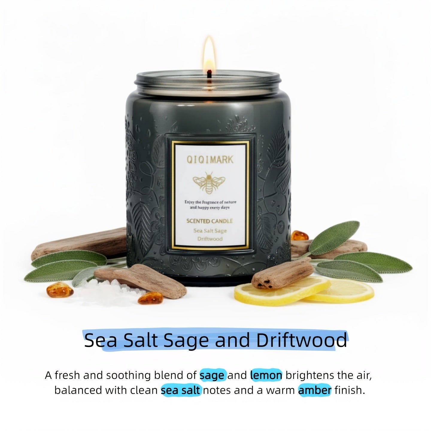 Scented Candles Large Wood Wicked Candles, Decorative Candles in Glass, Natural Soy Wax, 40 Hours Long Burning