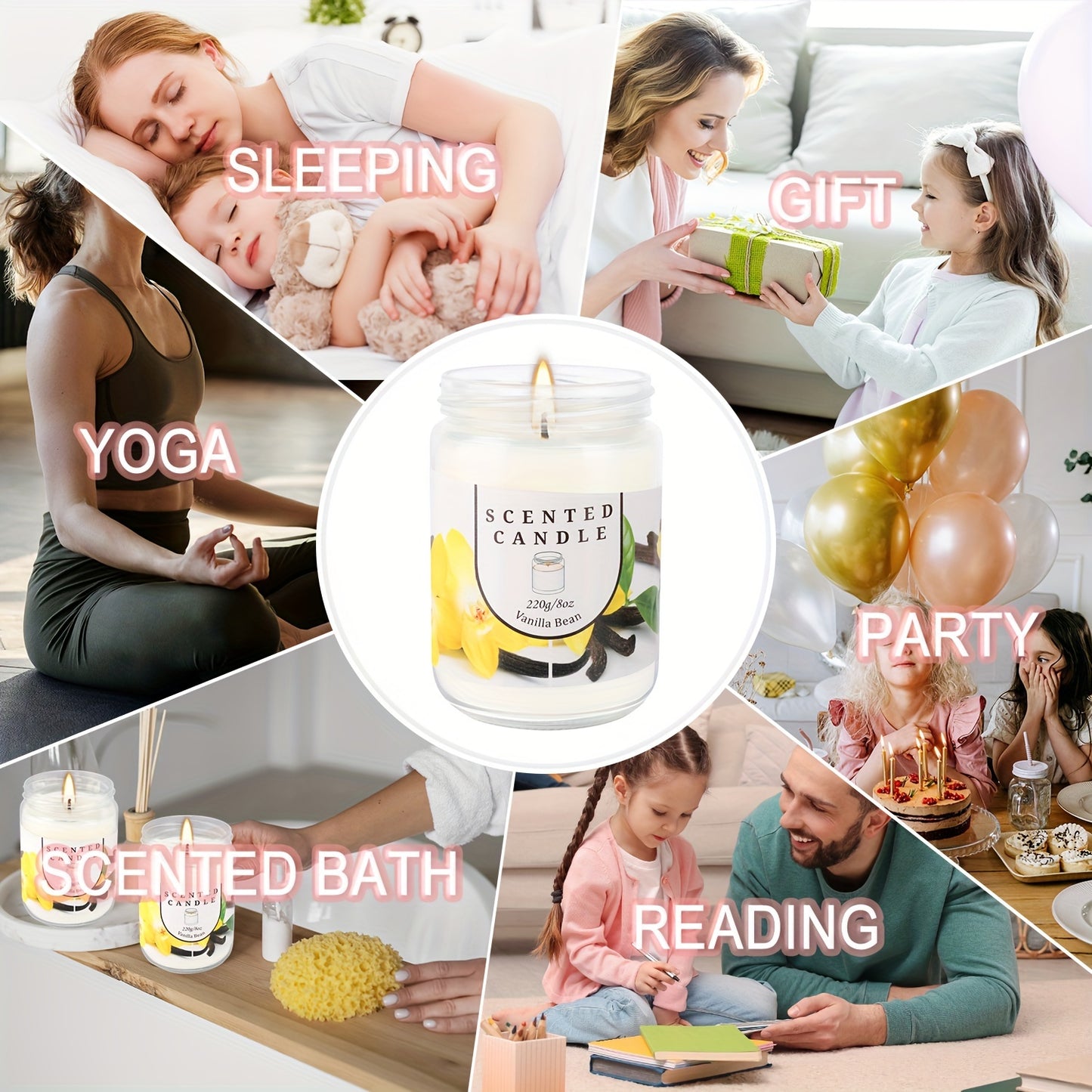 Pack of 2 Vanilla & Bean Blossom Odor Elimination Scented Candles Gift Set for Women, Soy Wax Candles for Home