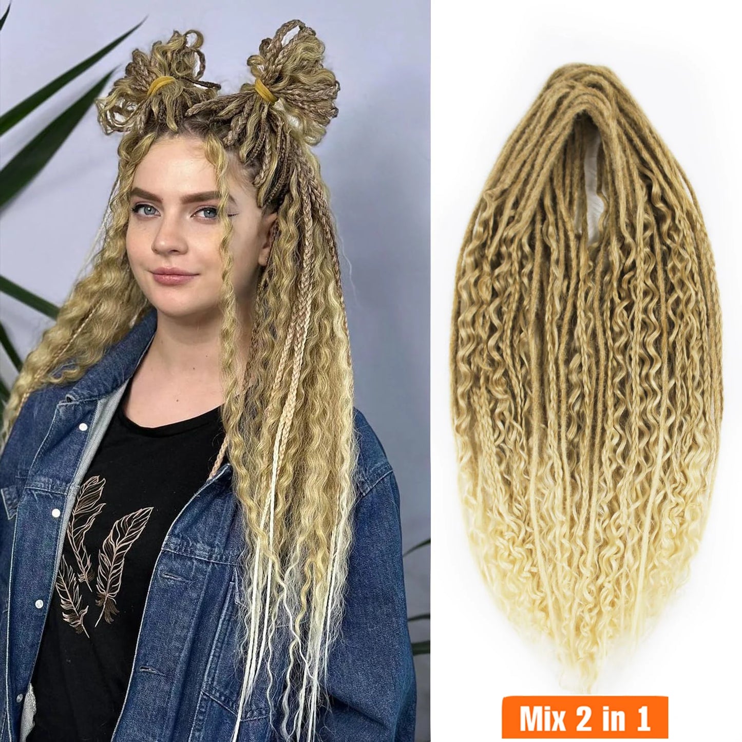 Double Ended Synthetic Dreadlock Extensions Ombre Blonde Boho Crochet Hippie Dreads 10 Strands Handmade Bohemian Box Braids