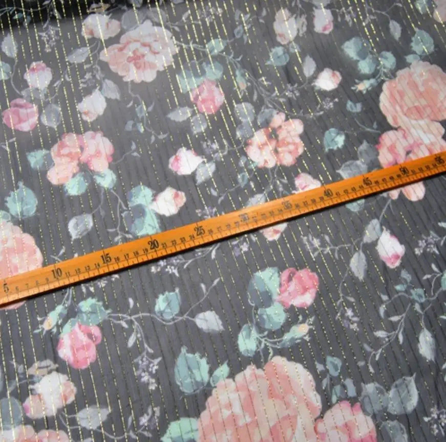 Pure Silk 100% Fabric On Sale Bohemian Floral Chiffon Style Width 135cm Soft 6mm Dress Scarf Material