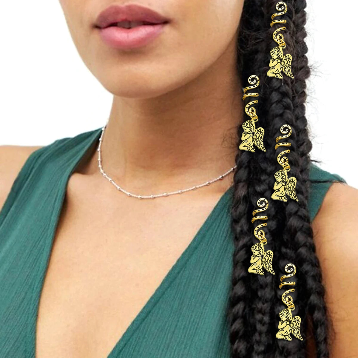 5x Guardian Angel Viking Beard Bead Rasta Dreadlocks Braid Hair Dress Clip Pin Set Biker Boho Women Accessories Statement Gift