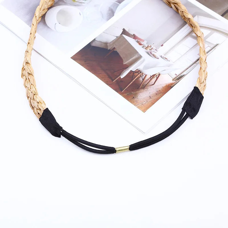 Straw Weaving Knotted Headband Hair Accessories Bohemian Style Summer Beach Hair Hoops Hair Band Linen Wide Headbands Wholesale