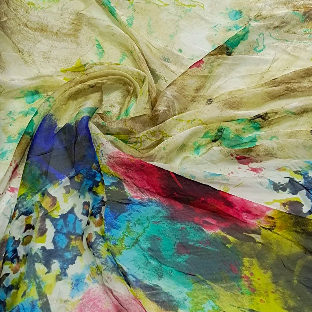 Pure Silk 100% Fabric On Sale Bohemian Floral Chiffon Style Width 135cm Soft 6mm Dress Scarf Material