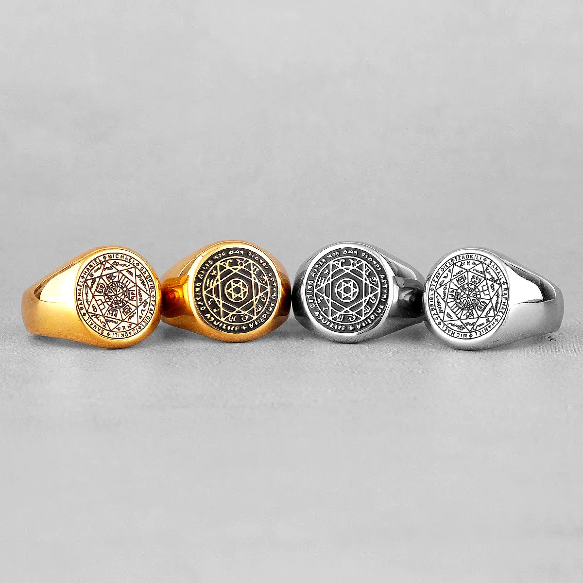 Constellation Patron Saint Star of David Amulet Stainless Steel Mens Rings for Male Boyfriend Jewelry Creativity Gift Wholesale