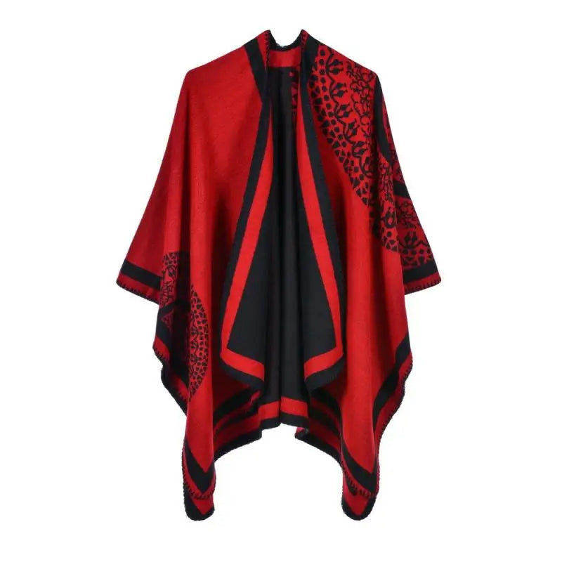Flower Cardigant Sweater Women Autumn Poncho Long Design 2021 New Female Casual Chothing Capes Cloak for Women Cape Poncho