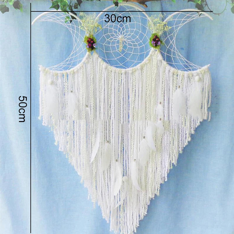 Triple Moon Goddess Macrame Wall Hanging Boho Half Moon Large Dream Catcher Decor Home Bedroom Chic Decoration Art Craft Gift