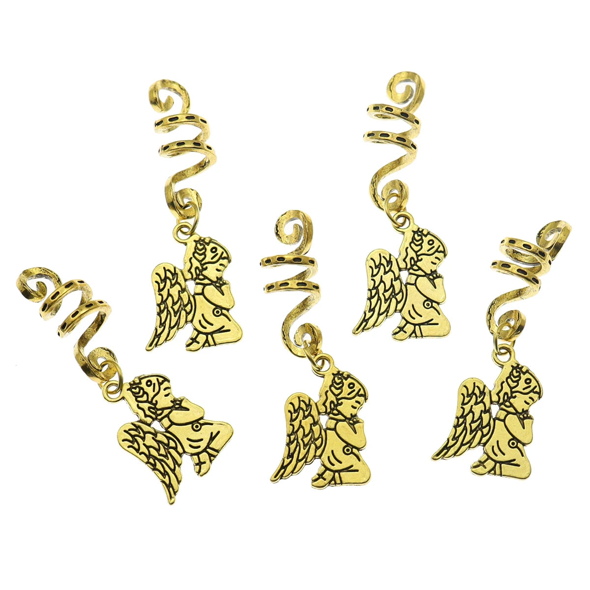 5x Guardian Angel Viking Beard Bead Rasta Dreadlocks Braid Hair Dress Clip Pin Set Biker Boho Women Accessories Statement Gift