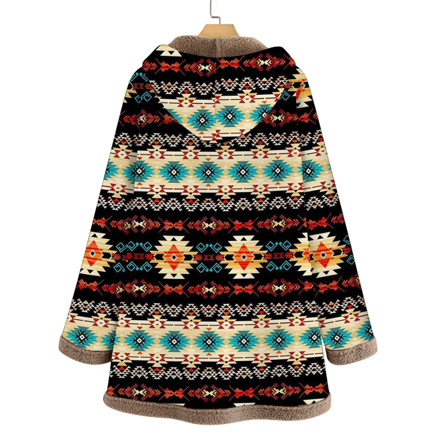 Women Winter Warm Coat Casual Patchwork Female Long Sleeve Hooded Outwear Fashion Streetwear Lady Clothes Loose Boho Jacket