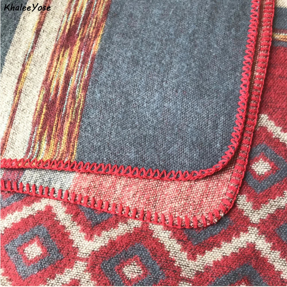 KHALEE YOSE Ethnic Argyle Strapped Cloak Cardigan Vintage Chic Autumn Winter Floral Boho Knited Cape Shawl Poncho Warm Outwear