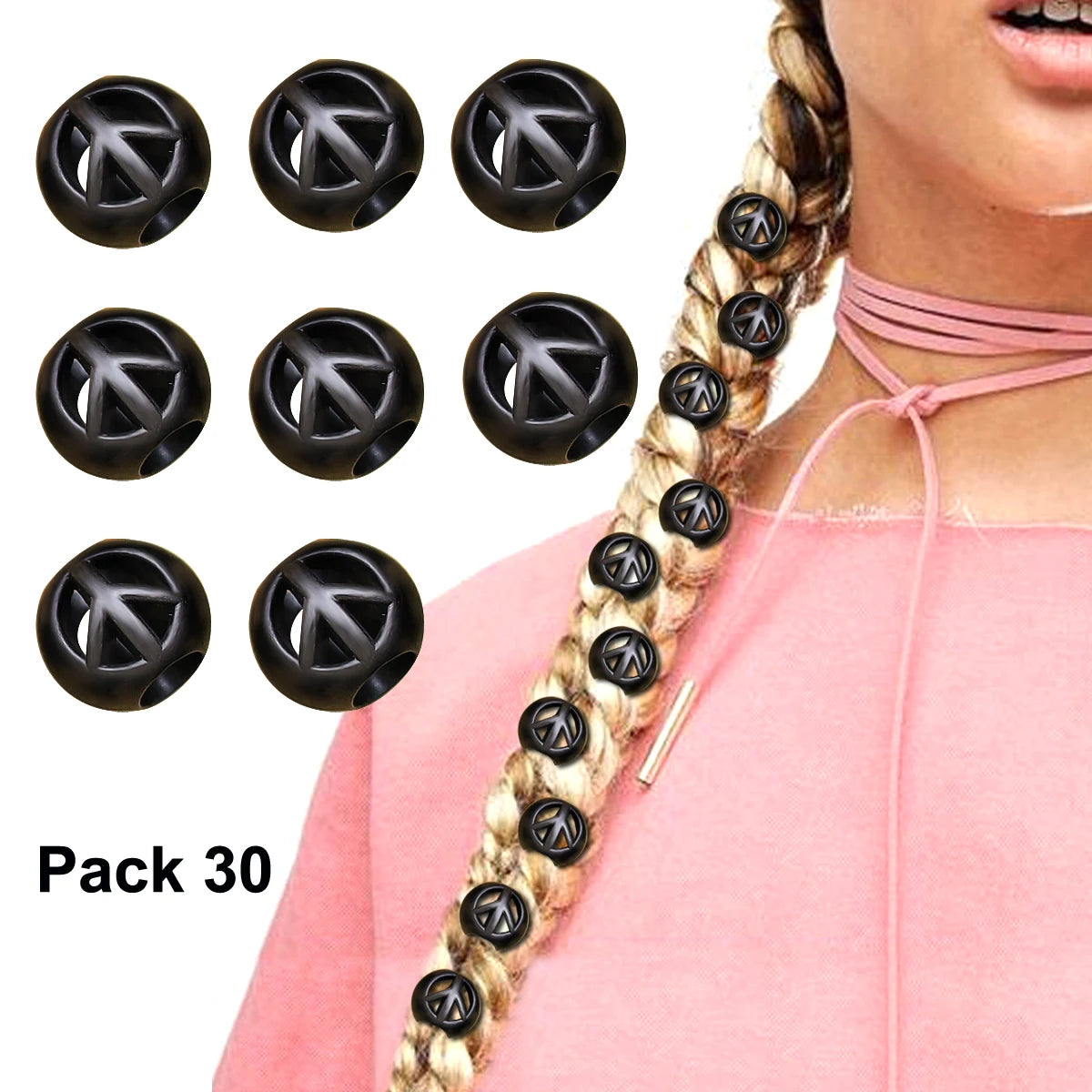 30x Viking Peace Sign Beard Bead Rasta Dreadlocks Updo Braid Hair Dress Clip Pin Set Biker Boho Women Accessories Statement Gift