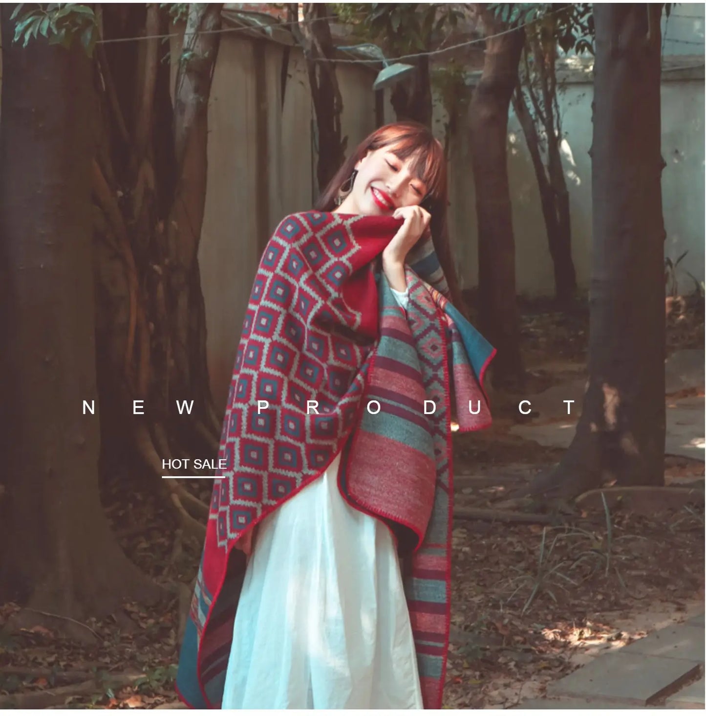 KHALEE YOSE Ethnic Argyle Strapped Cloak Cardigan Vintage Chic Autumn Winter Floral Boho Knited Cape Shawl Poncho Warm Outwear