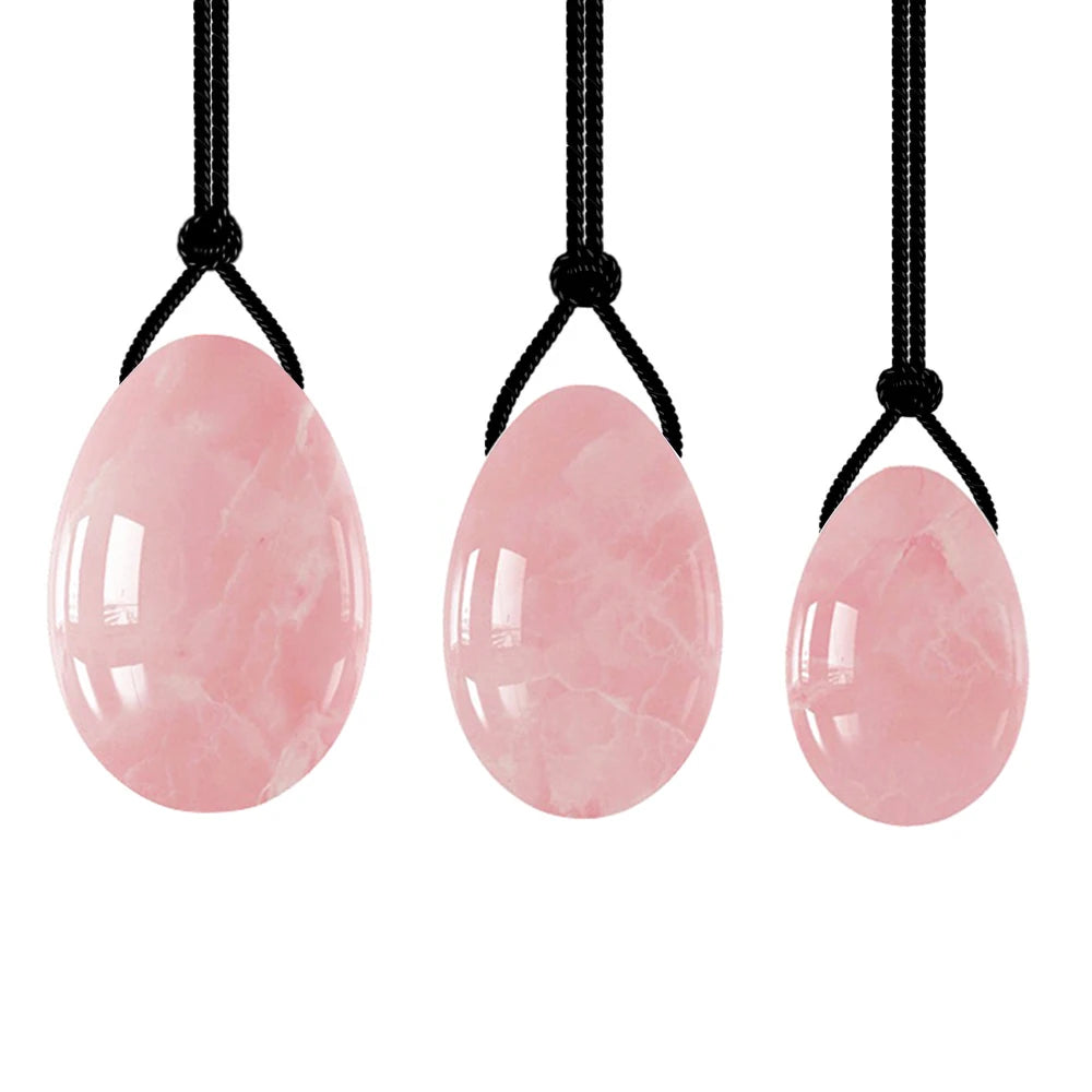 Natural Rose Quartz Yoni Egg Set Jade Egg Vaginal Muscle Firming Kegel Exercise Crystal Yoni Wand Feminine Hygiene Massage Stone
