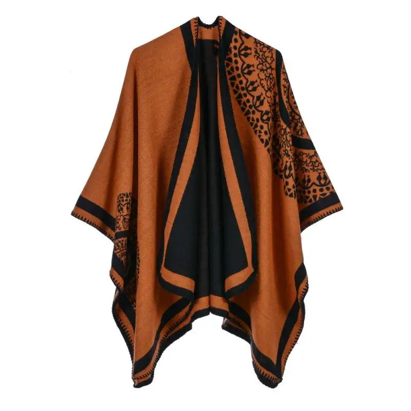 Flower Cardigant Sweater Women Autumn Poncho Long Design 2021 New Female Casual Chothing Capes Cloak for Women Cape Poncho