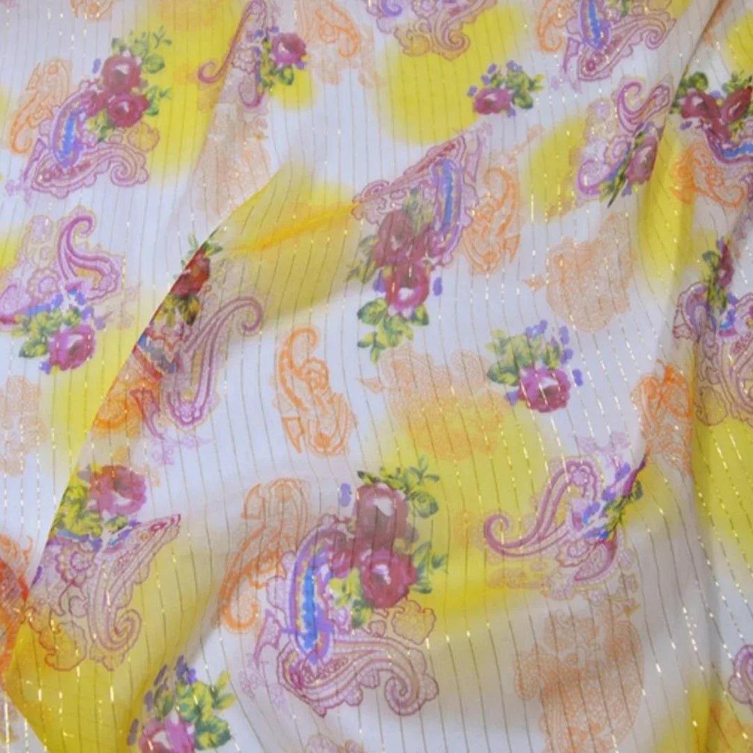 Pure Silk 100% Fabric On Sale Bohemian Floral Chiffon Style Width 135cm Soft 6mm Dress Scarf Material