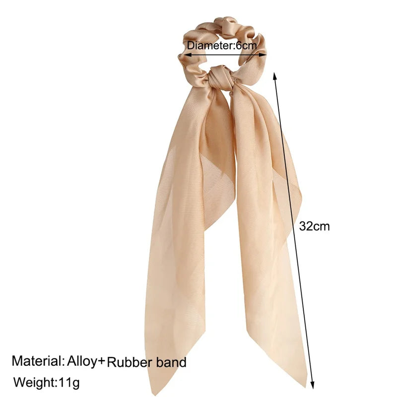 Bohemian Fashion Flower Printed Satin Elastic Long Ribbon Hair Bands Ponytail Scarf Hair Tie Women Scrunchies Hair Accessories