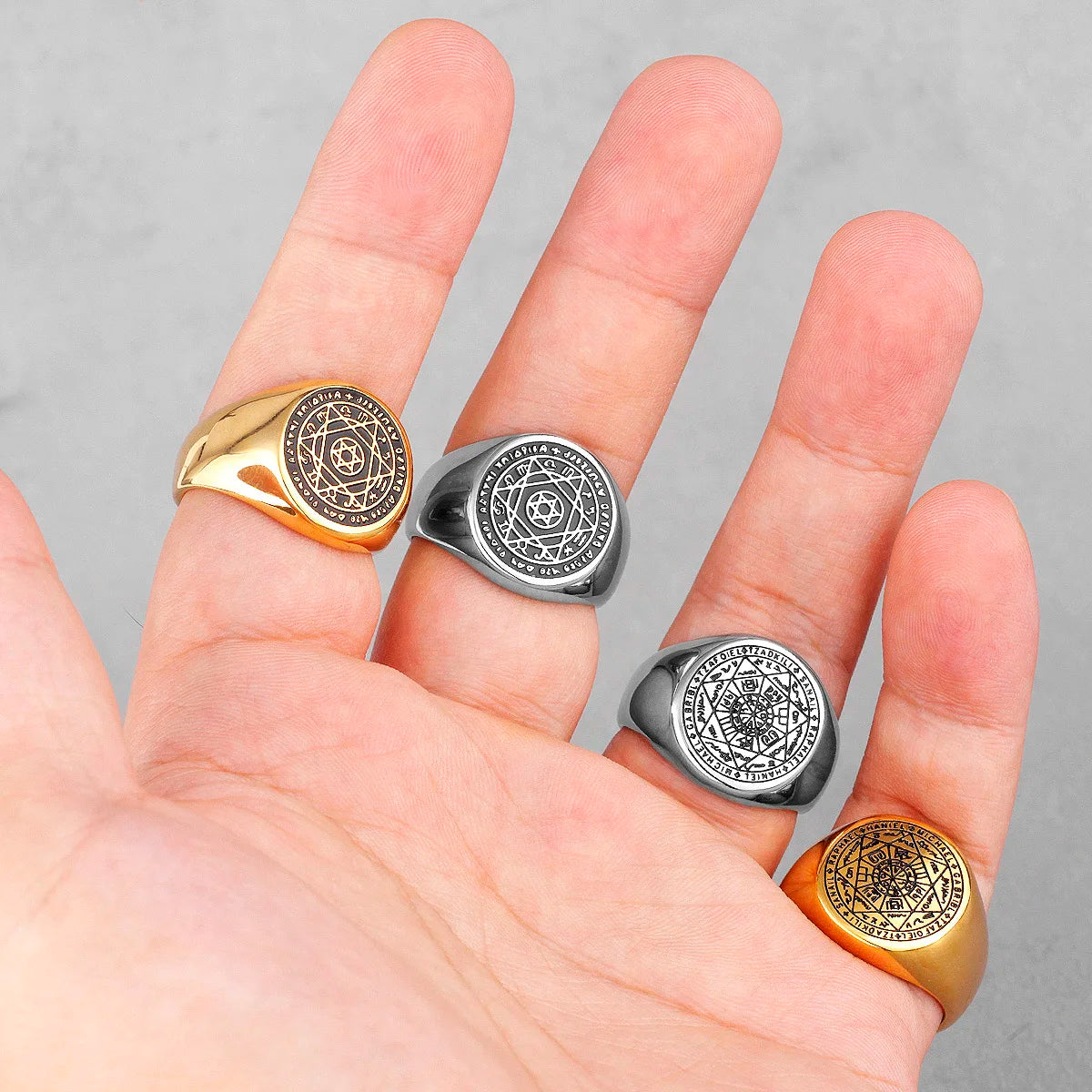 Constellation Patron Saint Star of David Amulet Stainless Steel Mens Rings for Male Boyfriend Jewelry Creativity Gift Wholesale