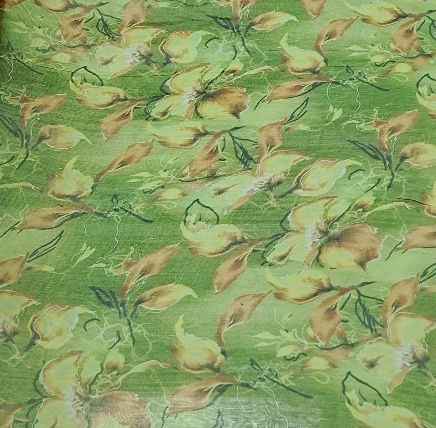 Pure Silk 100% Fabric On Sale Bohemian Floral Chiffon Style Width 135cm Soft 6mm Dress Scarf Material