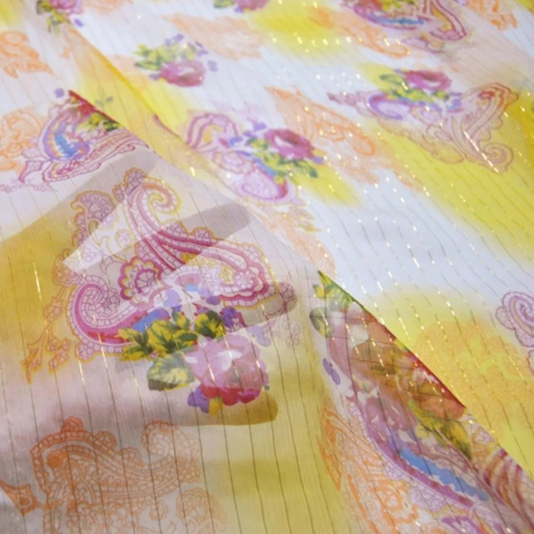 Pure Silk 100% Fabric On Sale Bohemian Floral Chiffon Style Width 135cm Soft 6mm Dress Scarf Material