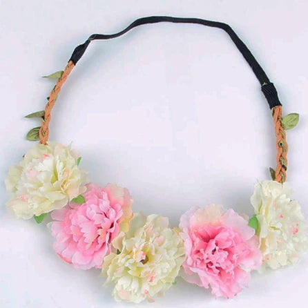 10pcs Boho Wedding Flower Crown Headband Hair Bands For Women Floral Wreath Garland Hair Accessories Girls/lady/Bridal headdress