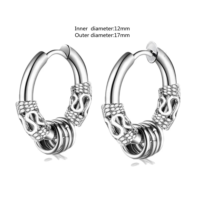 Vintage Simple Small Hoop Earrings Stainless Steel Hypoallergenic Earrings for Men Women Cool Indian Boho Jewelry