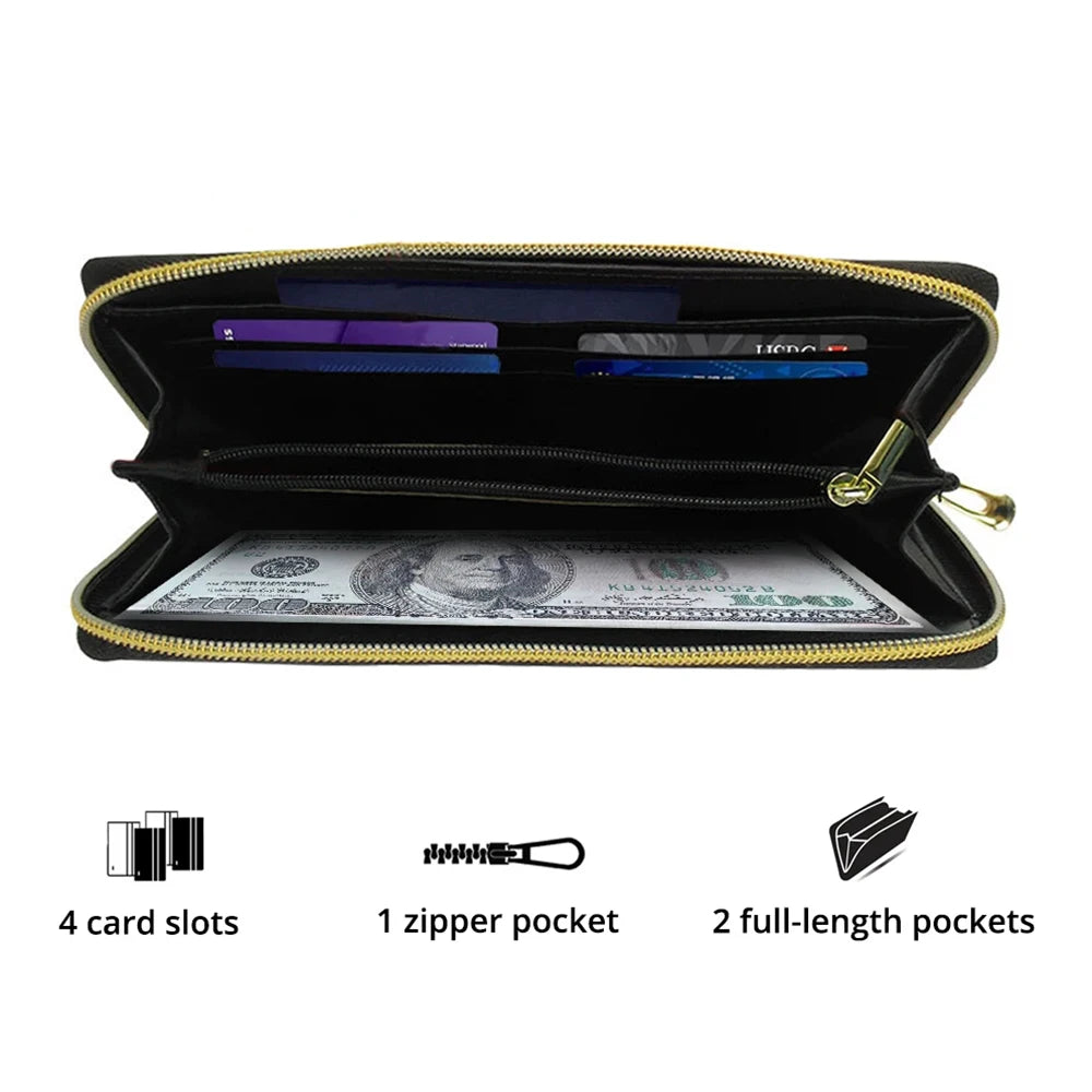 Bohemian Elephant Print Luxury PU Leather Party Clutch Long Zipper Elegant Clutch Business Card Holder High Quality Wallet Femal