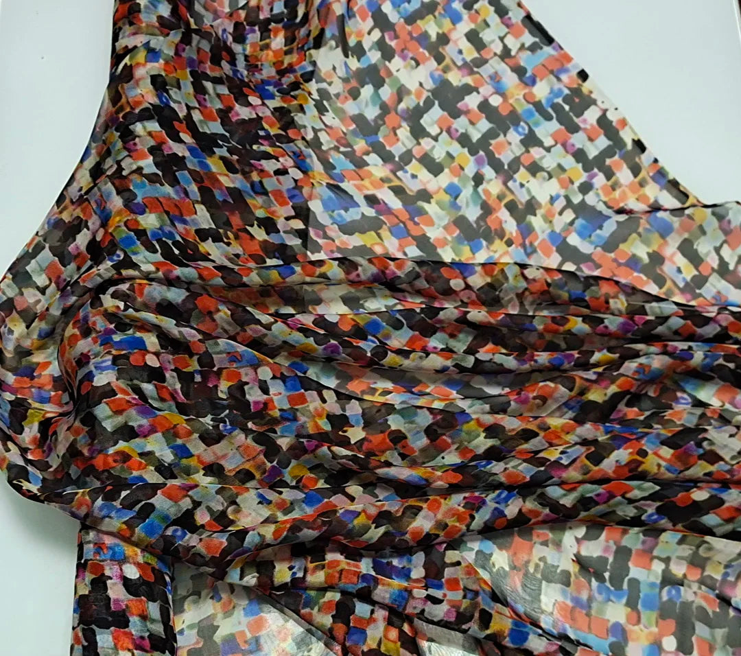 Pure Silk 100% Fabric On Sale Bohemian Floral Chiffon Style Width 135cm Soft 6mm Dress Scarf Material