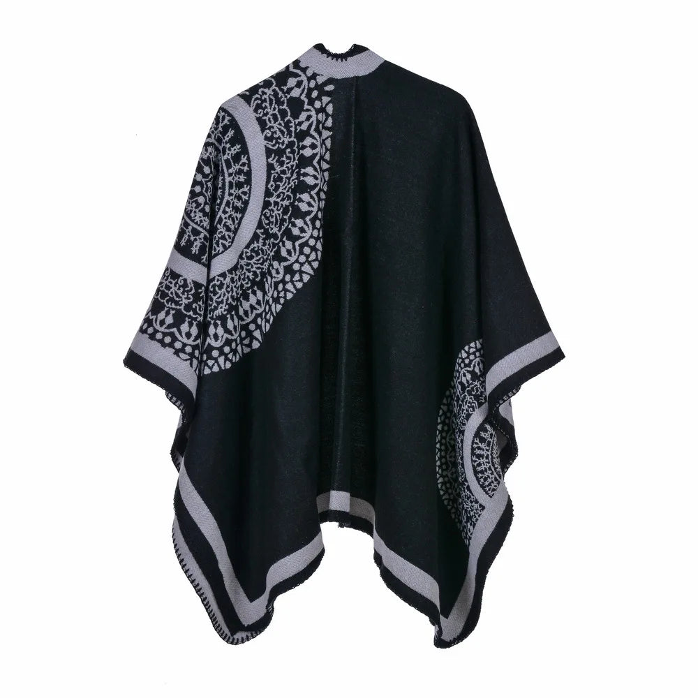 Flower Cardigant Sweater Women Autumn Poncho Long Design 2021 New Female Casual Chothing Capes Cloak for Women Cape Poncho