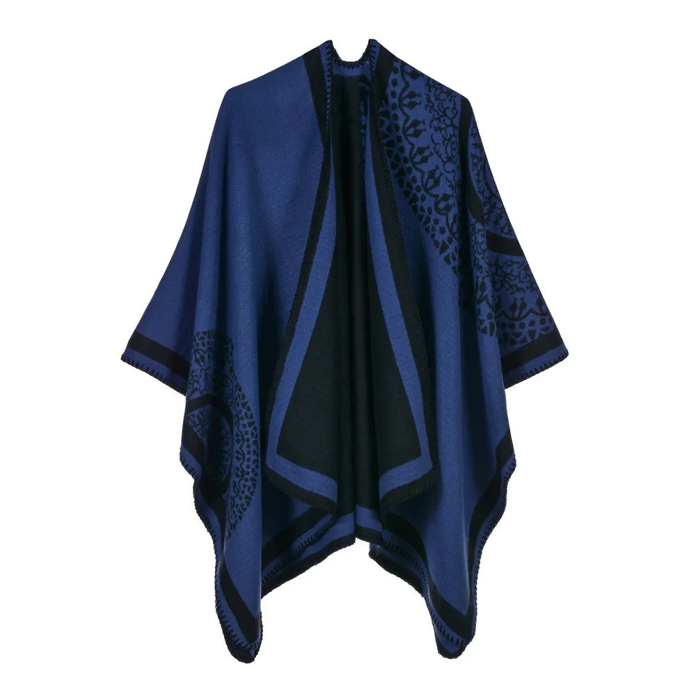 Flower Cardigant Sweater Women Autumn Poncho Long Design 2021 New Female Casual Chothing Capes Cloak for Women Cape Poncho