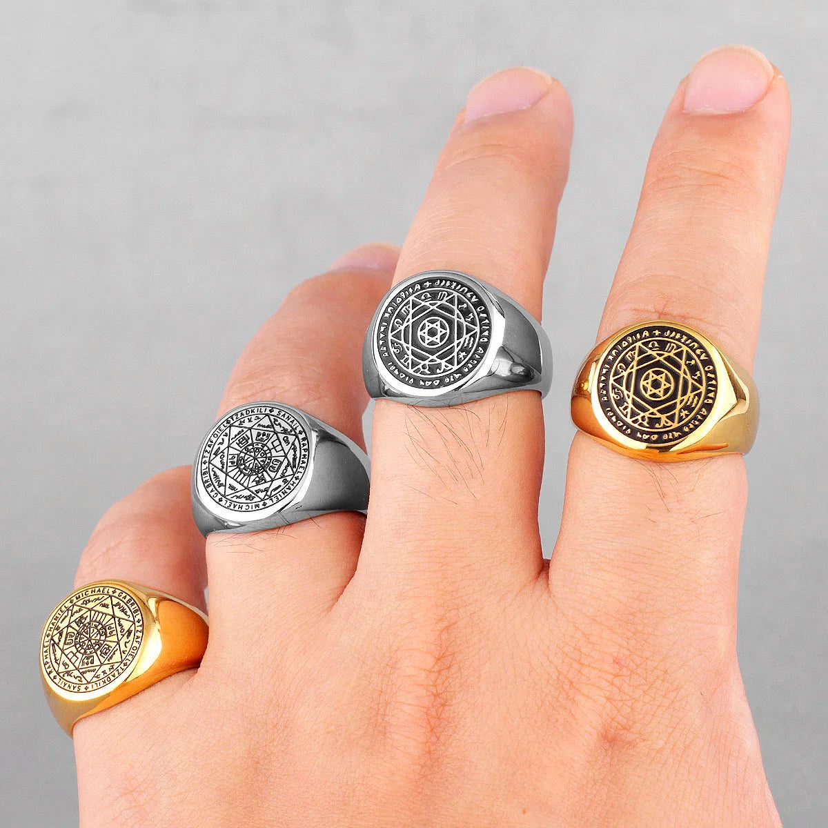 Constellation Patron Saint Star of David Amulet Stainless Steel Mens Rings for Male Boyfriend Jewelry Creativity Gift Wholesale