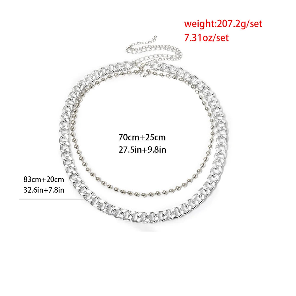 2020 New Fashion Silver Color Metal Ball Waist Chain Thick Body Chains For Women Boho Simple Adjustable Jewelrys Party Gift