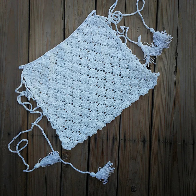 Hand Crochet Mini Tight Fit Bikini Swim Skirt Women Beach Cover UP Details Sides Multicolored