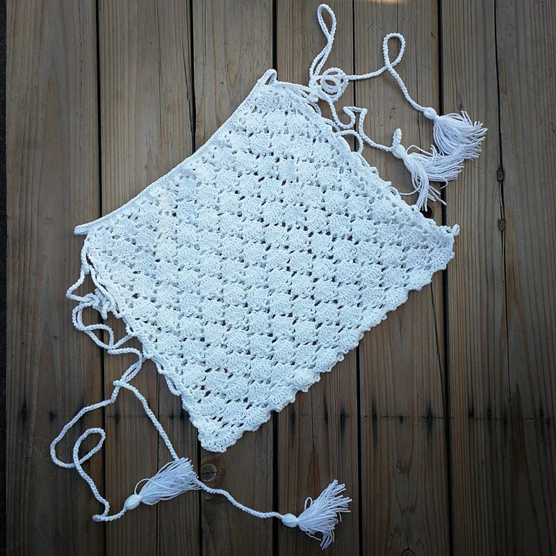 Hand Crochet Mini Tight Fit Bikini Swim Skirt Women Beach Cover UP Details Sides Multicolored