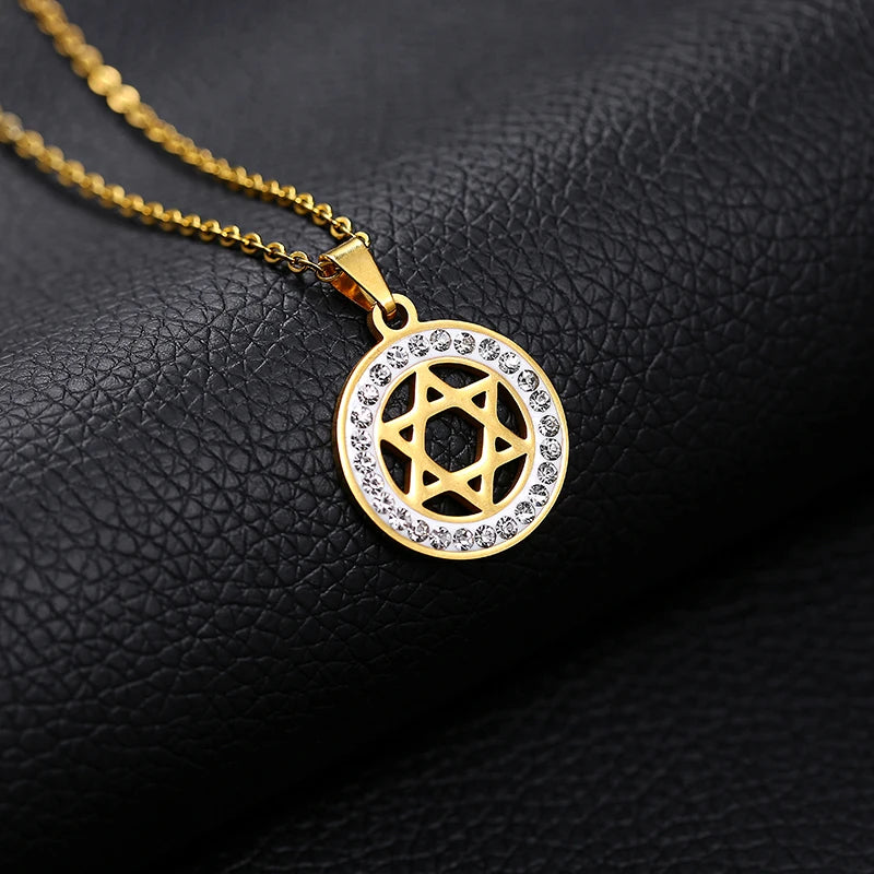 Jewish Shield Magen Star of David Pendant Necklace Stainless Steel Yahadut Gold/Silver Color Men/Women Israel Judaism Jewelry