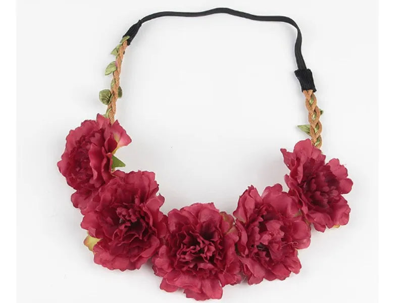 10pcs Boho Wedding Flower Crown Headband Hair Bands For Women Floral Wreath Garland Hair Accessories Girls/lady/Bridal headdress