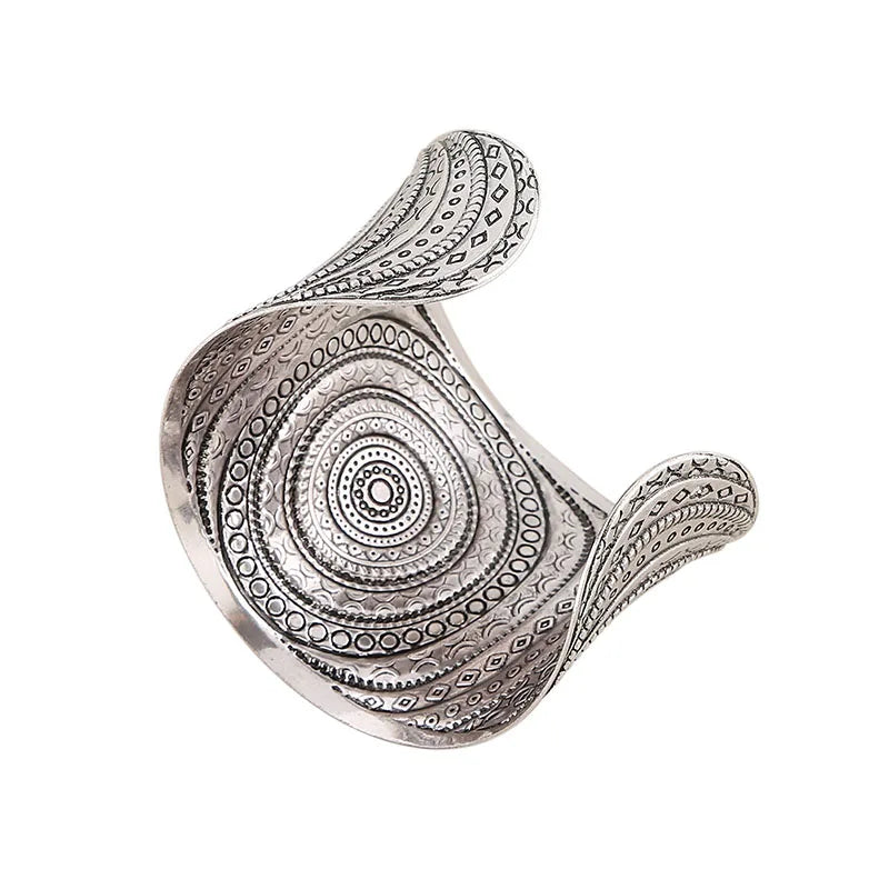 Colorful Natural Oval Wide Cuff Bracelets Charming Big Bangles Bohemian Tibetan Bracelet Enamel Jewelry For Women