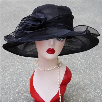2022 Summer Hat Women Kentucky Derby Wide Brim Sun Hat Wedding Church Sea Beach Hats for Women Floppy Ladies Hat