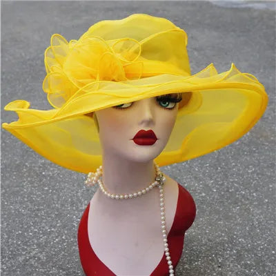 2022 Summer Hat Women Kentucky Derby Wide Brim Sun Hat Wedding Church Sea Beach Hats for Women Floppy Ladies Hat