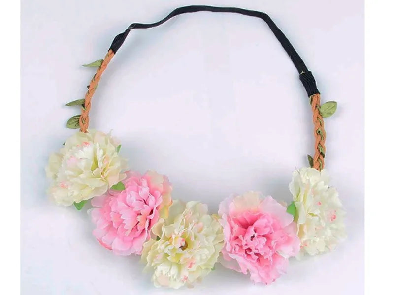 10pcs Boho Wedding Flower Crown Headband Hair Bands For Women Floral Wreath Garland Hair Accessories Girls/lady/Bridal headdress