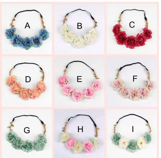 10pcs Boho Wedding Flower Crown Headband Hair Bands For Women Floral Wreath Garland Hair Accessories Girls/lady/Bridal headdress