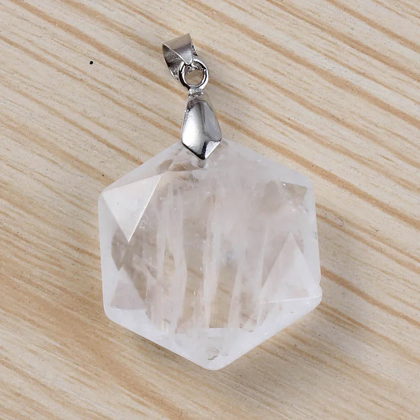 KFT Natural Hexagram Healing Crystal Quartz Star of David Hexagon Faceted Rose Pink Quartz Magen David Pendant Jewelry For Men