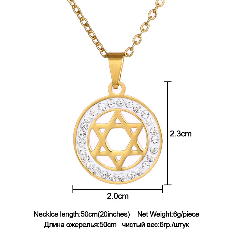 Jewish Shield Magen Star of David Pendant Necklace Stainless Steel Yahadut Gold/Silver Color Men/Women Israel Judaism Jewelry