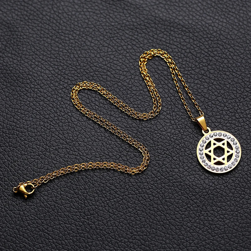 Jewish Shield Magen Star of David Pendant Necklace Stainless Steel Yahadut Gold/Silver Color Men/Women Israel Judaism Jewelry