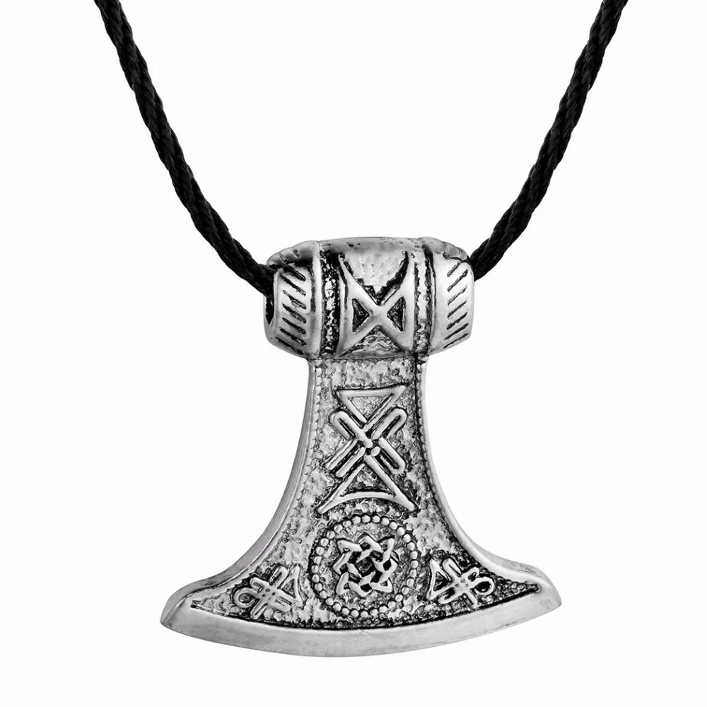 Kinitial Vintage Thor's Hammer Mjolnir Pendant Necklace Viking Scandinavian Norse Cross Knot Charm Necklaces Men Gift Jewelry