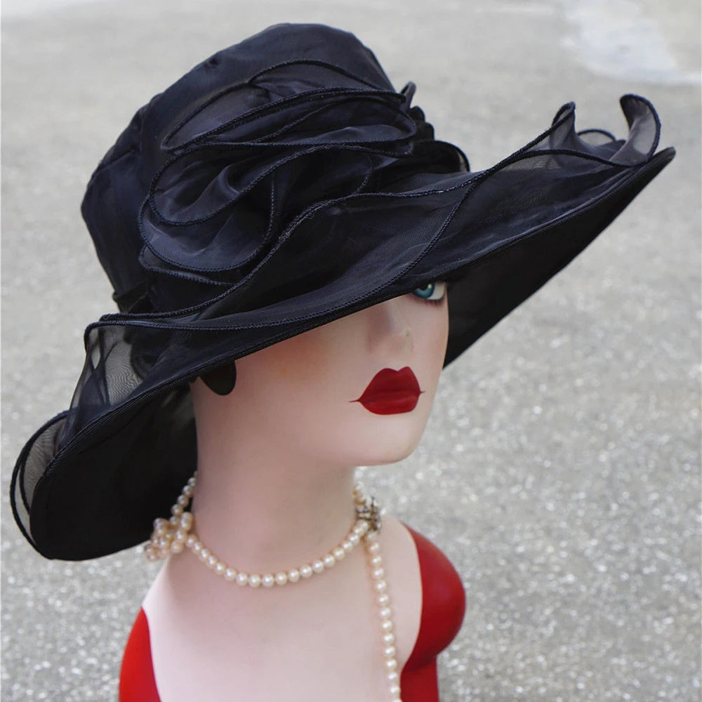 2022 Summer Hat Women Kentucky Derby Wide Brim Sun Hat Wedding Church Sea Beach Hats for Women Floppy Ladies Hat