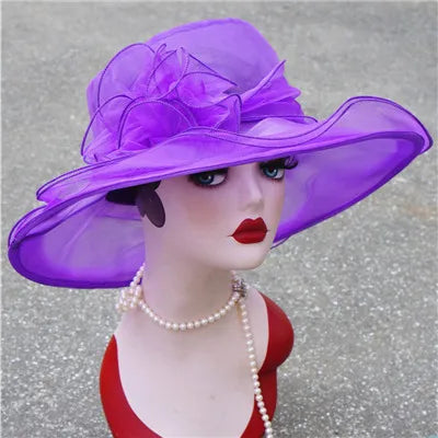 2022 Summer Hat Women Kentucky Derby Wide Brim Sun Hat Wedding Church Sea Beach Hats for Women Floppy Ladies Hat