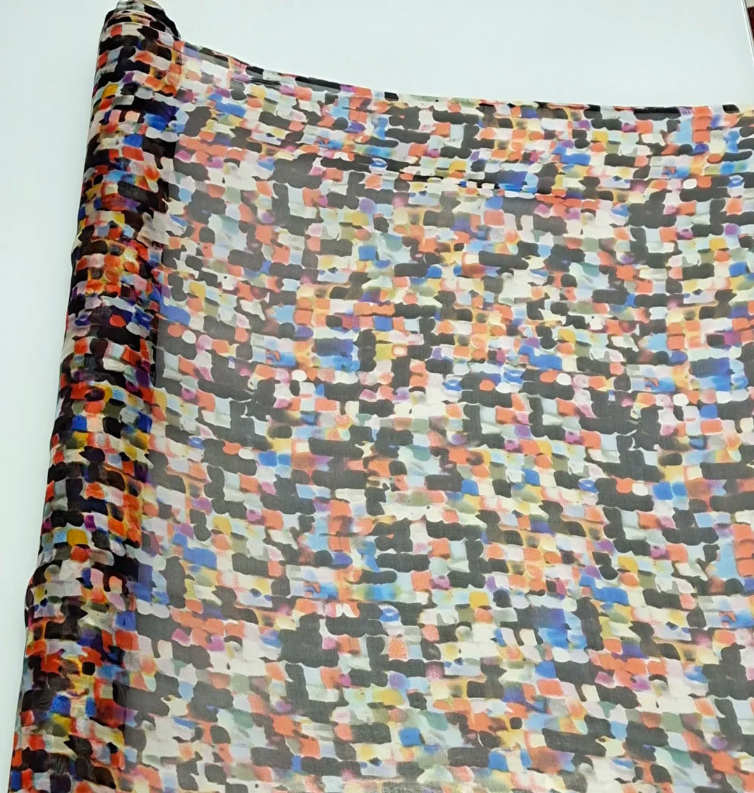 Pure Silk 100% Fabric On Sale Bohemian Floral Chiffon Style Width 135cm Soft 6mm Dress Scarf Material