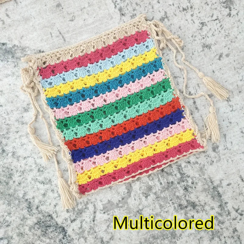 Hand Crochet Mini Tight Fit Bikini Swim Skirt Women Beach Cover UP Details Sides Multicolored