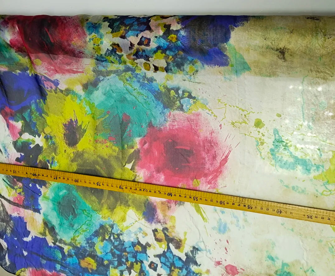 Pure Silk 100% Fabric On Sale Bohemian Floral Chiffon Style Width 135cm Soft 6mm Dress Scarf Material