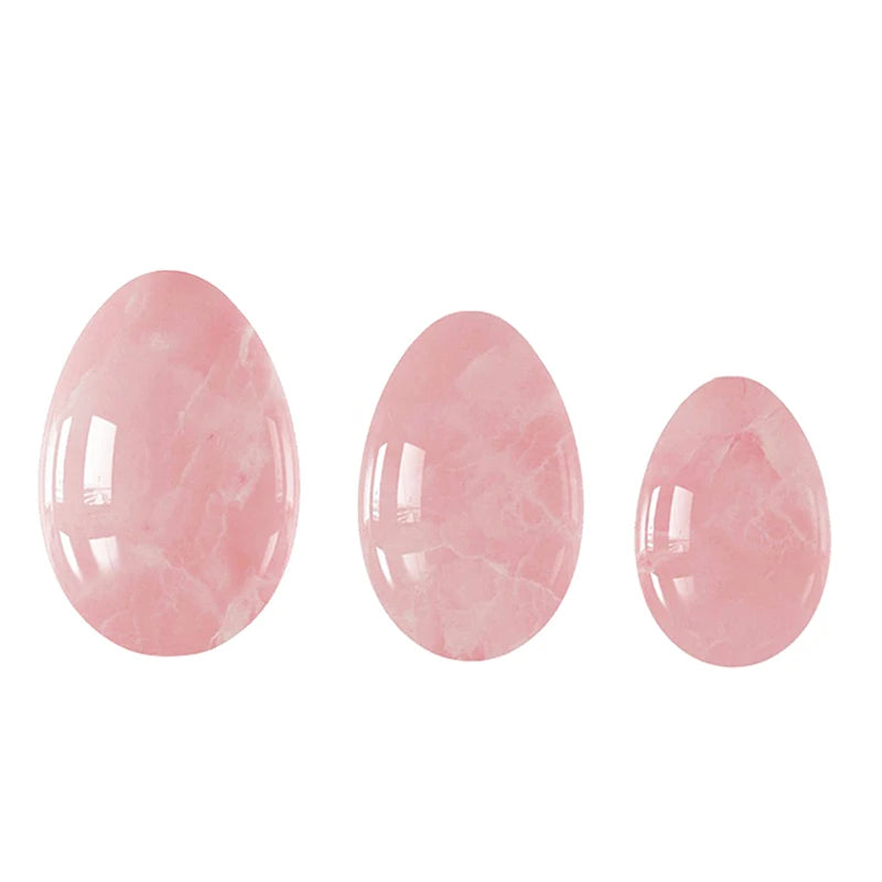 Natural Rose Quartz Yoni Egg Set Jade Egg Vaginal Muscle Firming Kegel Exercise Crystal Yoni Wand Feminine Hygiene Massage Stone