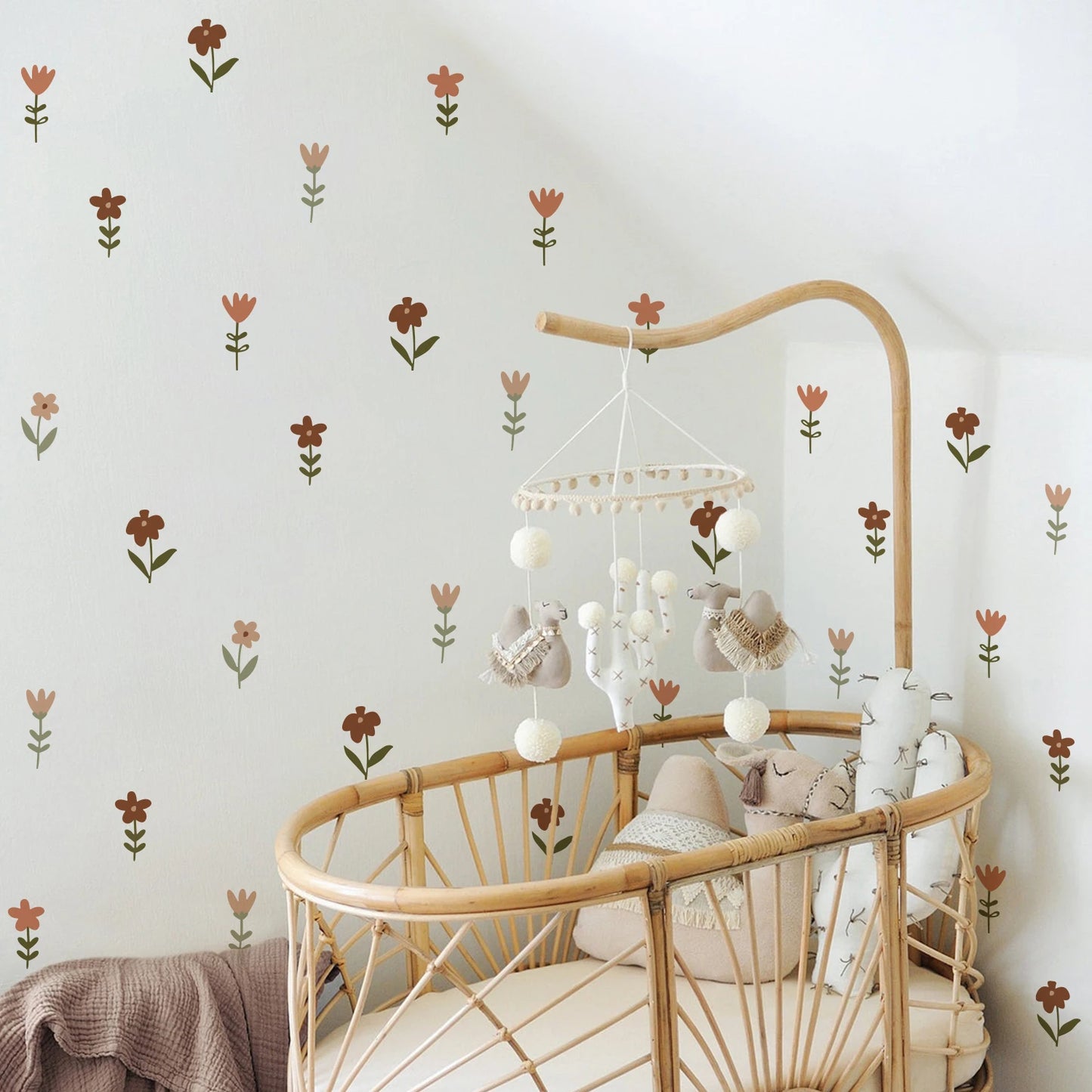 Boho Watercolour Flower Wall Stickers for Kids Rooms Living Room Wall Decor Kitchen Decoration Decals Art Decal Mural Background